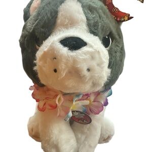 Geoffrey’s Toy Box Wear Together   French Bull Dog with Lei  Plush 10” NWT